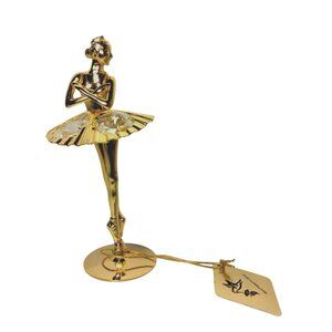 Gold Plated Ballerina Figurine With Swarovski Crystal Temptations Ballet Dancer